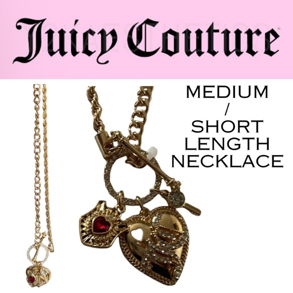 Juicy Couture Jewelry - NEW Juicy Couture Gold Toned Three Charm Toggle Clasp Necklace